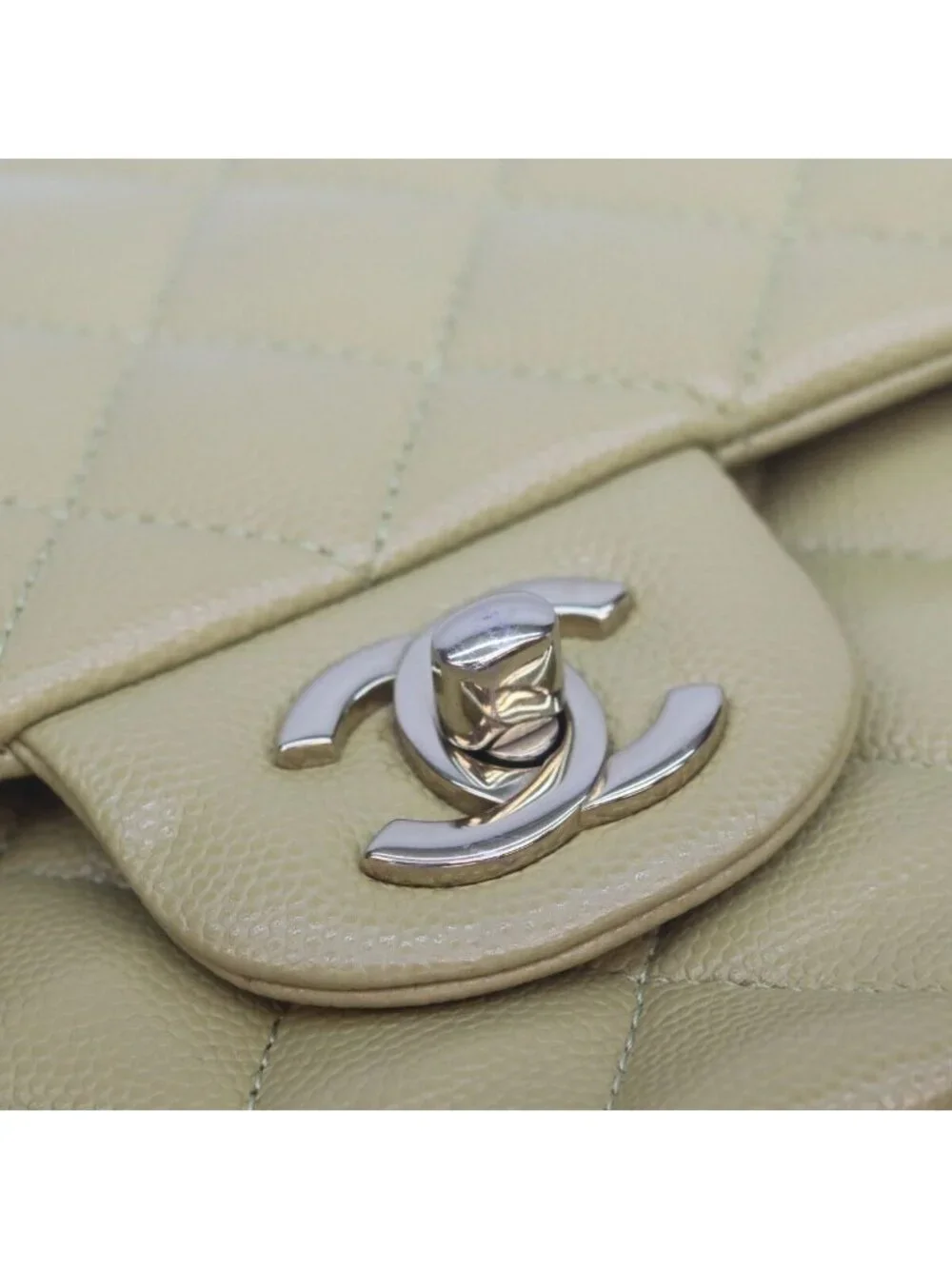 Chanel Green Caviar Double Flap Bag Quilted 25